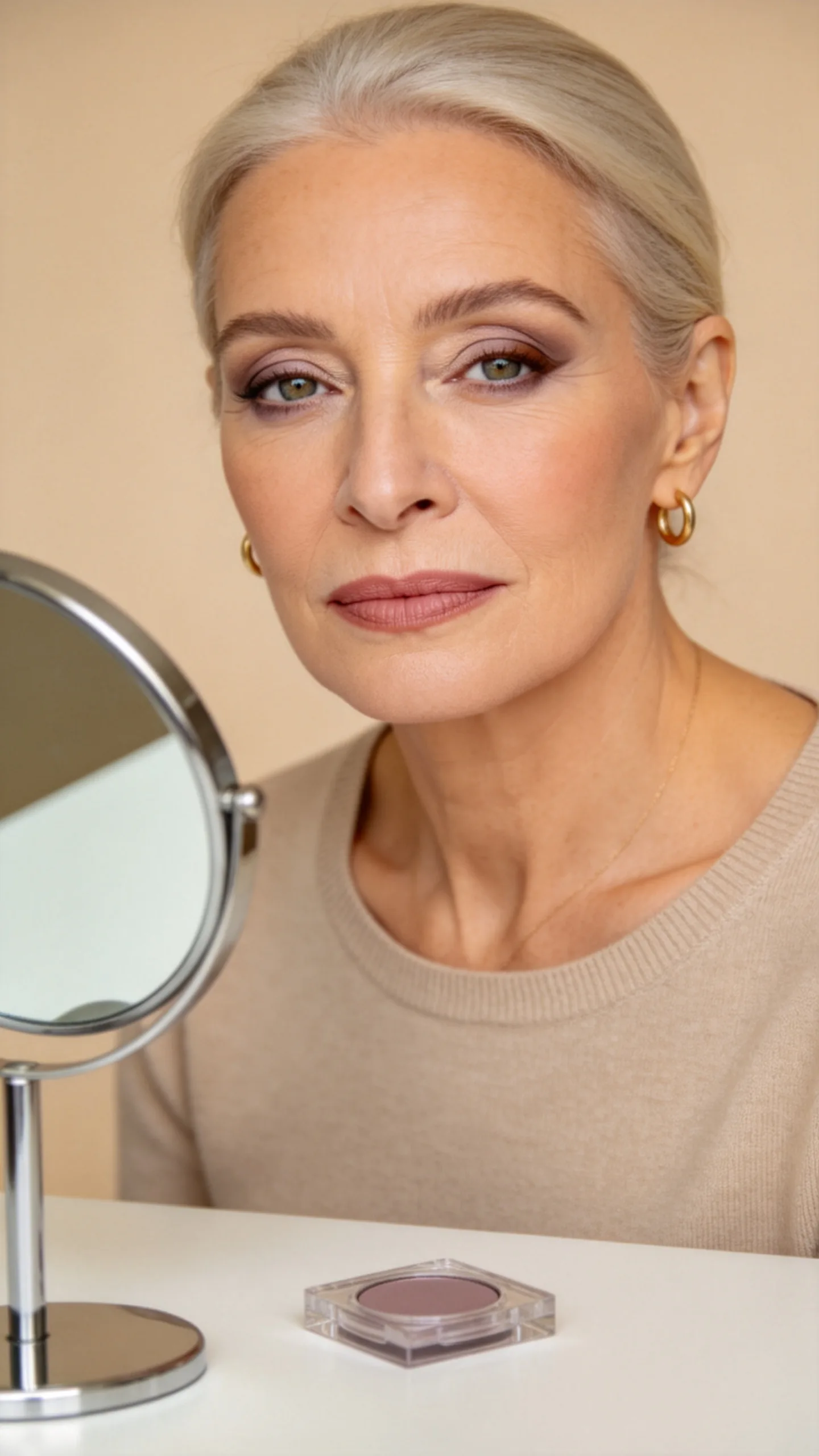 3. Tinted Moisturizer with Taupe Eyeshadow