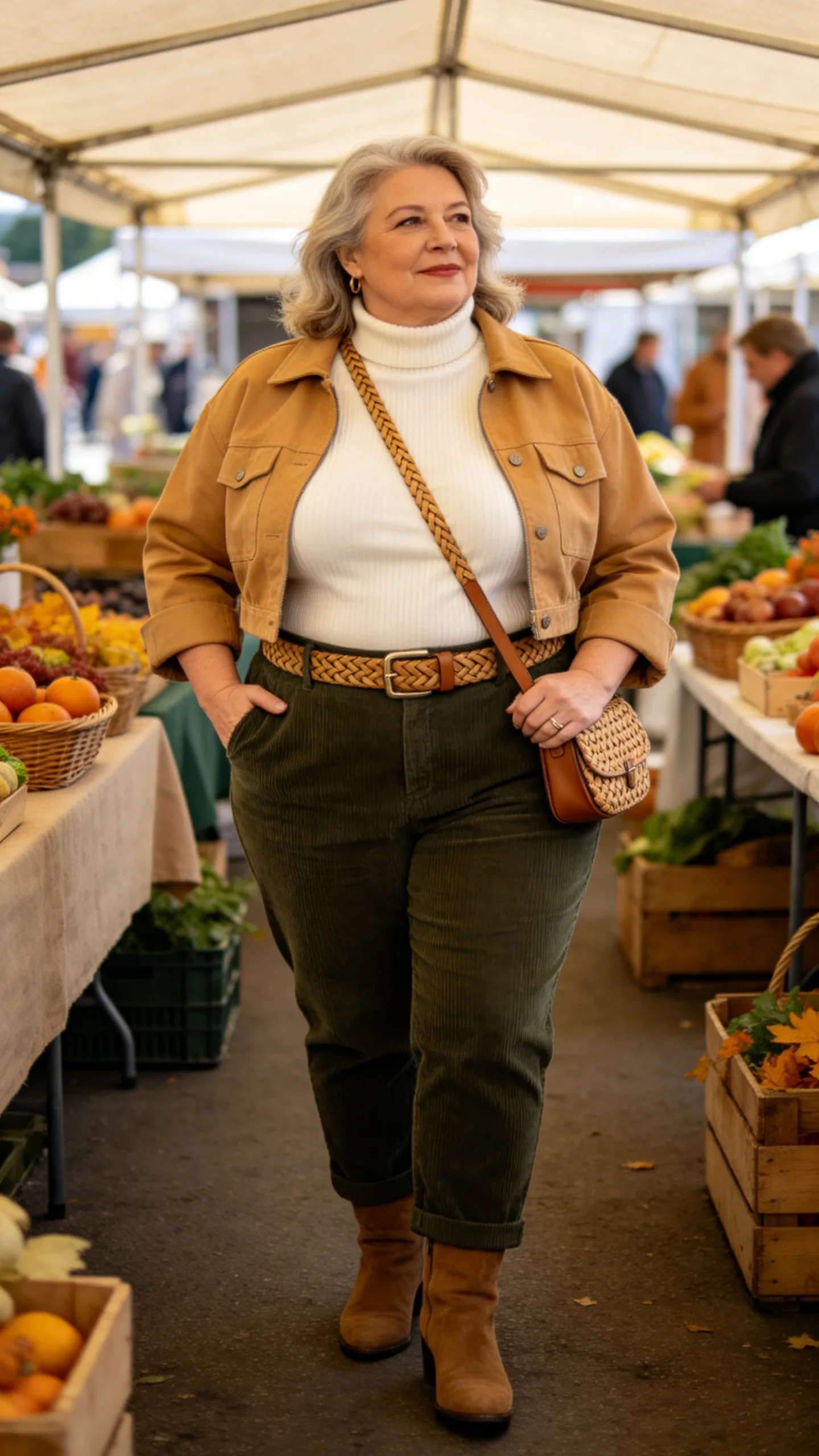 6. Turtleneck and Corduroy Jacket