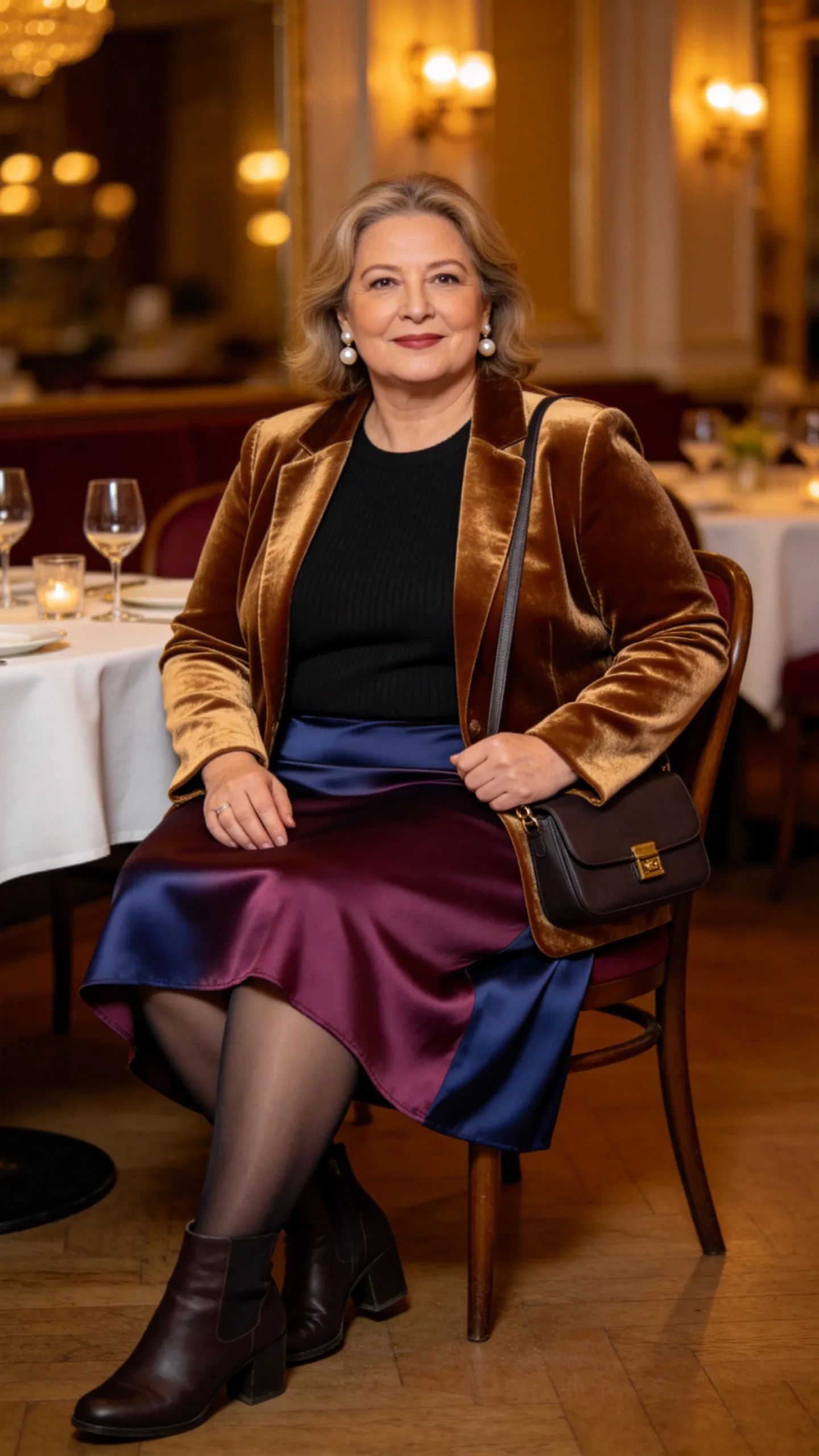 23. Velvet Jacket With a Satin Skirt