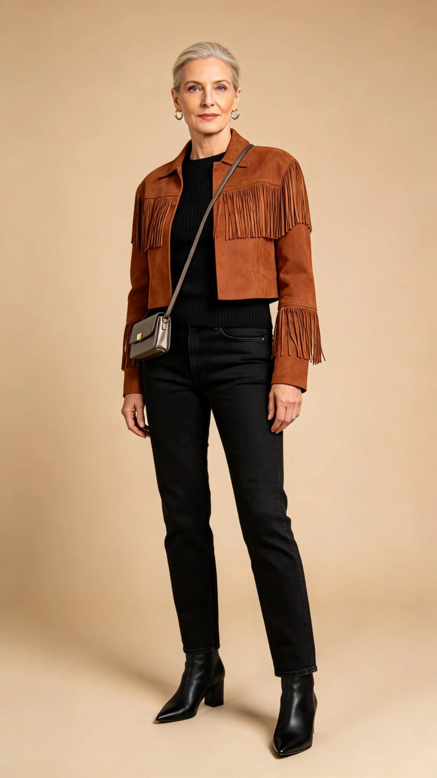 3. Suede Fringe Jacket With a Tonal Base