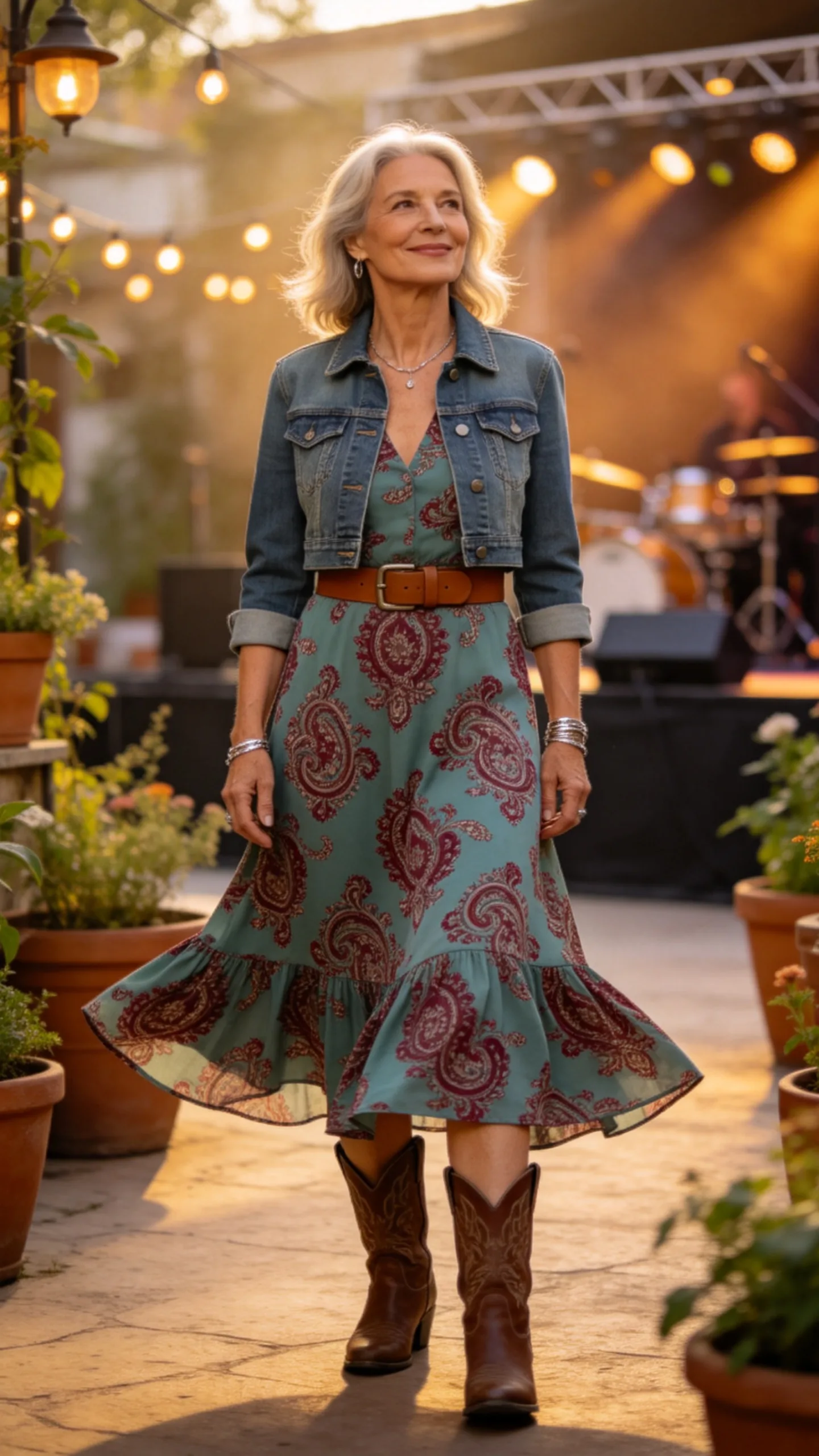 12. Printed Midi Dress With a Leather Belt