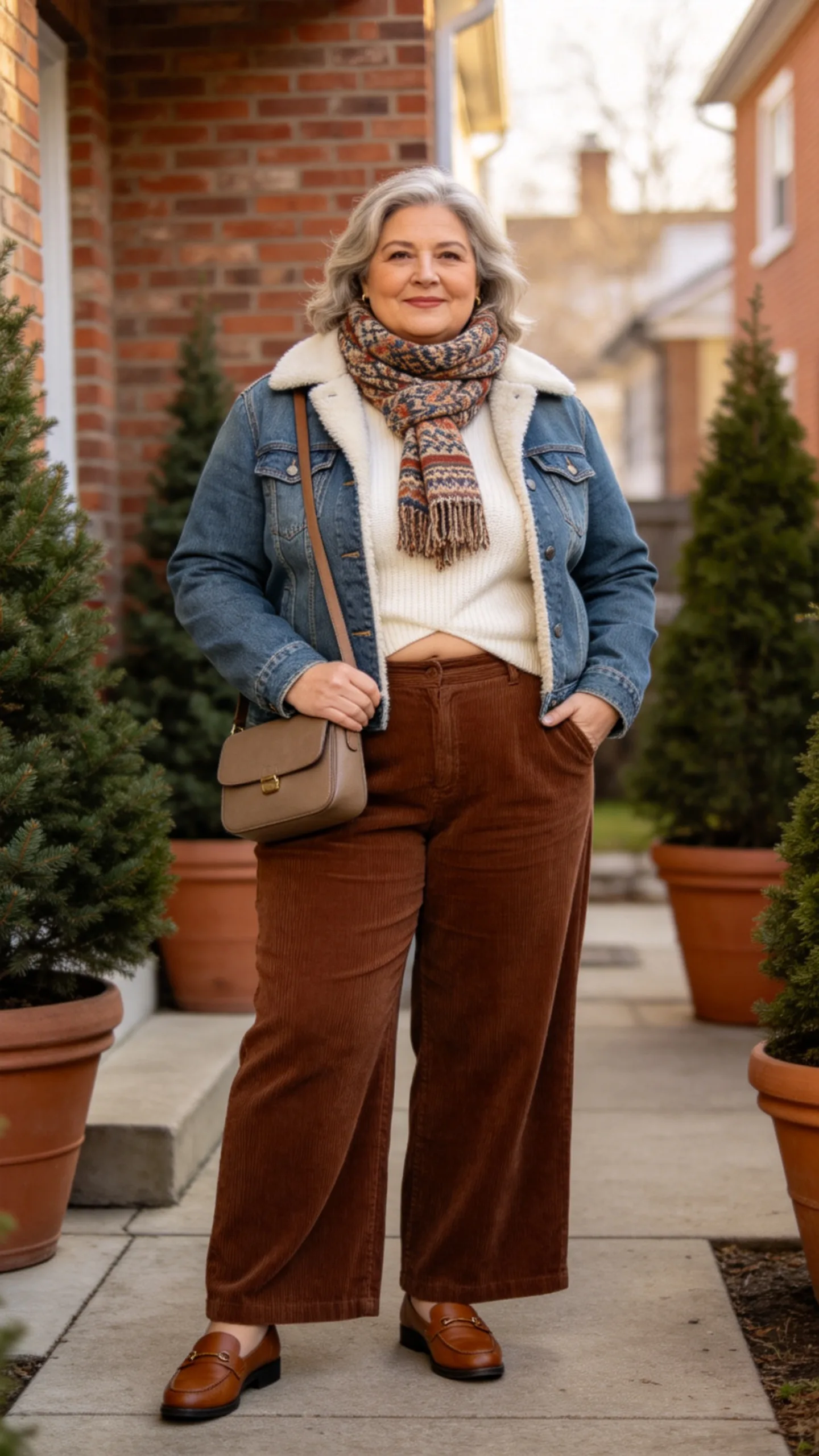 5. Wide-Leg Corduroy Pants with a Denim Jacket